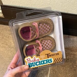 Twister Baby Buckers Checkered Pink and Tan Shoes